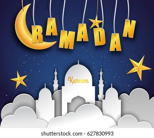 Vector Illustration of Ramadan Kareem for Design, Website, Background, Banner. Greeting card Element Template