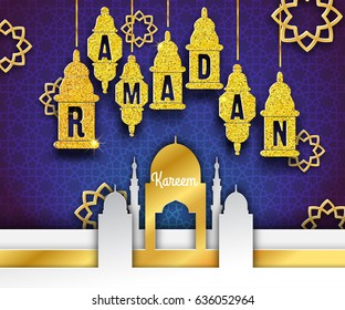 Vector Illustration of Ramadan Kareem for Design, Website, Background, Banner. Greeting card Element Template
