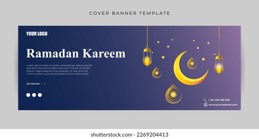 Vector illustration of Ramadan kareem Facebook cover banner mockup Template