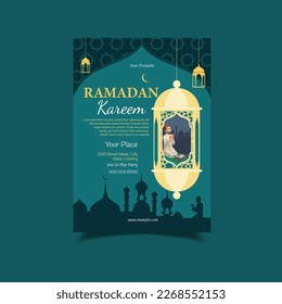Ilustración vectorial del afiche del volante Ramadan Kareem