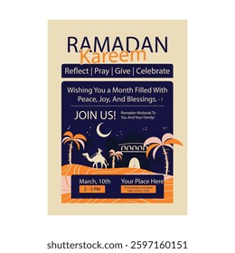 Vector illustration of Ramadan Kareem flyer poster template design