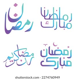 Ilustración vectorial de Ramadan Kareem con caligrafía árabe degradada.