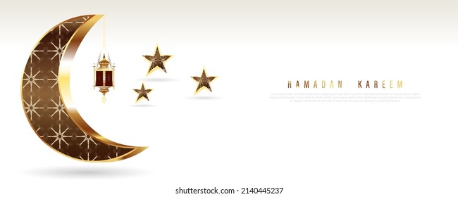 Vector illustration of Ramadan Kareem greeting background Islamic with Moon and lantern