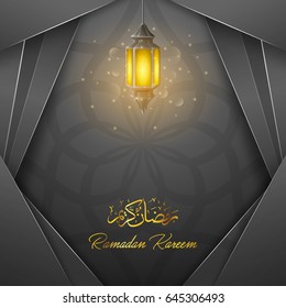Vector illustration of Ramadan Kareem greeting card template with lantern