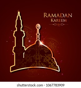 vector illustration of Ramadan Kareem Greetings for Ramadan background with Islamic Mosque