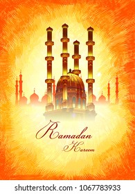 vector illustration of Ramadan Kareem Greetings for Ramadan background with Islamic Mosque
