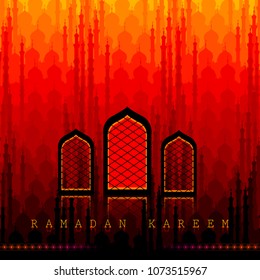 vector illustration of Ramadan Kareem ( Greetings for Ramadan) background with Islamic Mosque