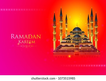 vector illustration of Ramadan Kareem ( Greetings for Ramadan) background with Islamic Mosque