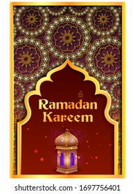 vector illustration of Ramadan Kareem ( Greetings for Ramadan) background with Islamic Mosque