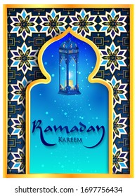 Vektorillustration-Illustration von Ramadan Kareem ( Grüße für Ramadan) Hintergrund mit islamischer Moschee
