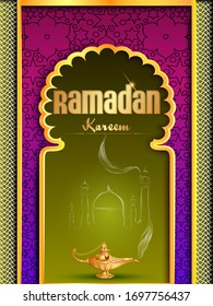 vector illustration of Ramadan Kareem ( Greetings for Ramadan) background with Islamic Mosque