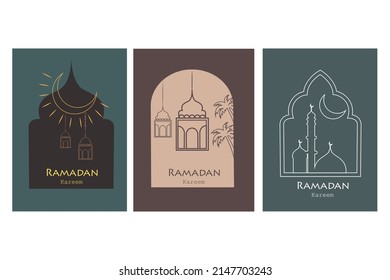 ilustración vectorial de Ramadan Kareem (Saludos por Ramadán) de fondo con Mezquita Islámica