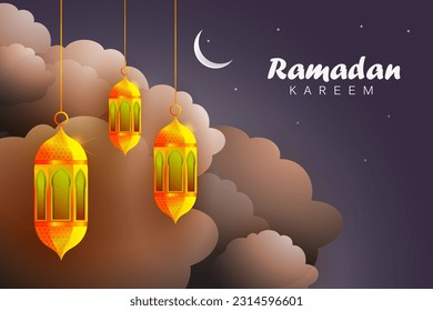 vector illustration of Ramadan Kareem ( Greetings for Ramadan) background with Islamic Mosque