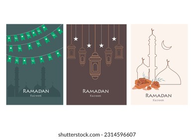 vector illustration of Ramadan Kareem ( Greetings for Ramadan) background with Islamic Mosque