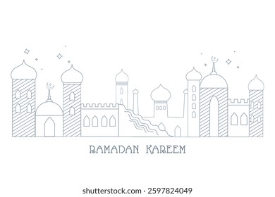 vector illustration of Ramadan Kareem ( Greetings for Ramadan) background with Islamic Mosque