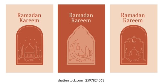 vector illustration of Ramadan Kareem ( Greetings for Ramadan) background with Islamic Mosque