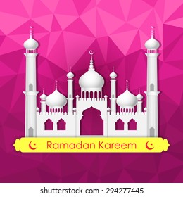 vector illustration of Ramadan Kareem (Happy Ramadan) background with Islamic mosque