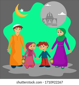 Vector illustration of ramadan kareem with mosque background
