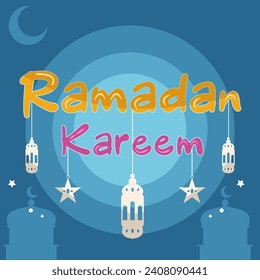 Vector illustration ramadan kareem , night and lantern