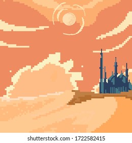 vector illustration of ramadan kareem. pixel art background. vector for cards, posters and banners