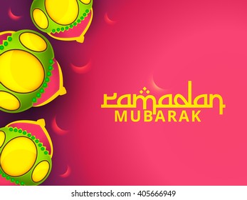 Vector illustration of Ramadan Kareem with shiny lamp.