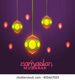 Vector illustration of Ramadan Kareem with shiny lamp. Vector illustration of Ramadan Kareem with shiny lamp.