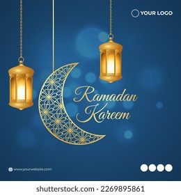 Vector illustration of Ramadan Kareem social media story feed mockup template