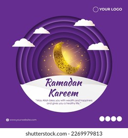 Vector illustration of Ramadan Kareem social media story feed mockup template