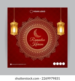 Vector illustration of Ramadan Kareem social media story feed mockup template
