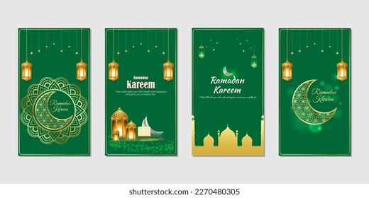 Vector illustration of Ramadan Kareem social media story feed set mockup template