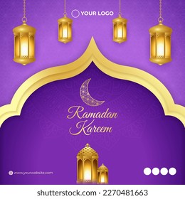 Vector illustration of Ramadan Kareem social media story feed mockup template