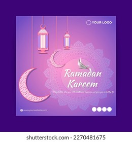 Vector illustration of Ramadan Kareem social media story feed mockup template