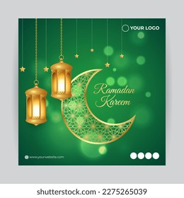Vector illustration of Ramadan Kareem social media story feed mockup template