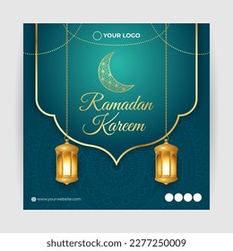 Vector illustration of Ramadan Kareem social media story feed mockup template