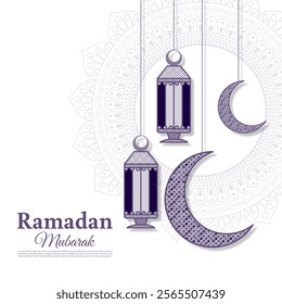 Vector illustration of Ramadan Kareem social media template