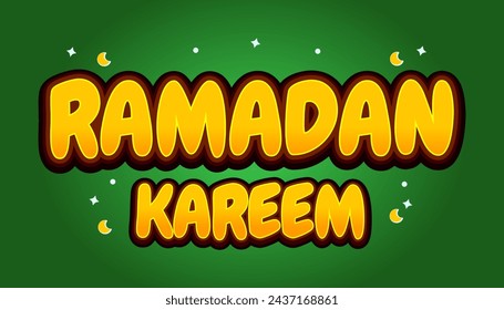 Ilustración vectorial de efecto de texto de Kareem de Ramadán, color verde, estilo cómico, editable