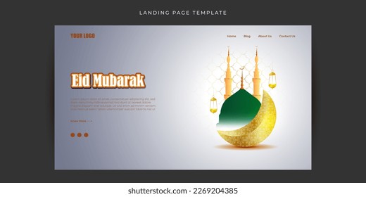 Vector illustration of Ramadan kareem Website landing page banner mockup Template