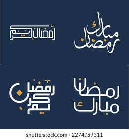 Vector Illustration of Ramadan Kareem with White Calligraphy and Orange Design Elements for Greetings  Wishes.