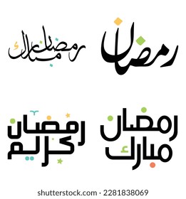 Vector Illustration of Ramadan Kareem Wishes with Black Arabic Typography.
