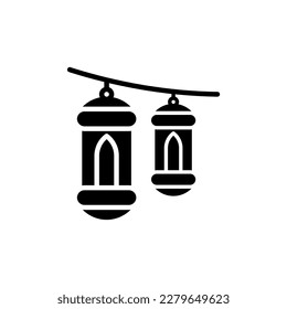 ilustración vectorial del icono de linterna de Ramadán con estilo glifo. adecuado para cualquier propósito.