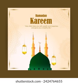 Vector illustration of Ramadan social media feed template