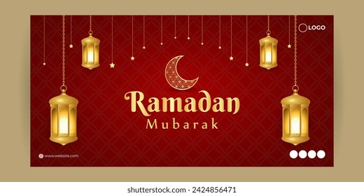 Vector illustration of Ramadan social media feed template