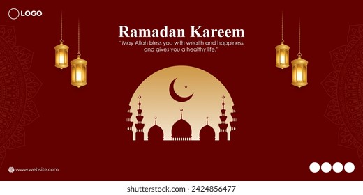 Ilustración vectorial de la plantilla de feed de redes sociales de Ramadán