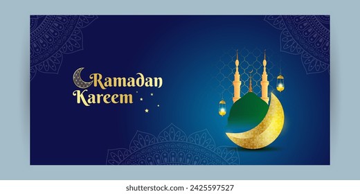 Vector illustration of Ramadan social media feed template