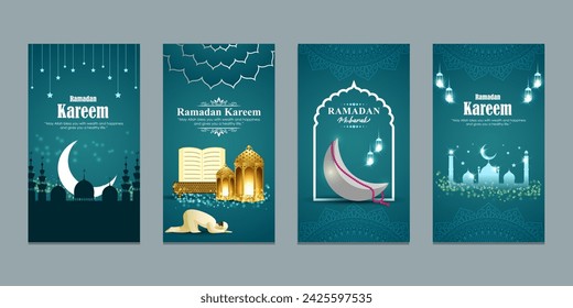 Vector illustration of Ramadan social media feed template