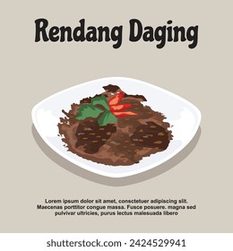 vector illustration Ramadan special traditional Indonesian food, rendang