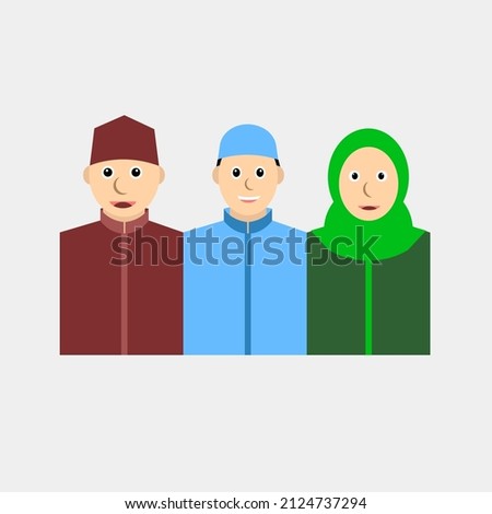 Vector illustration of ramadan theme family design character

