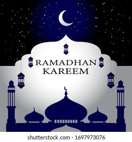 Vector illustration of Ramdan atmosphere at night with fine weather