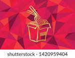 Vector Illustration of Ramen Noodles Icon with Red Polygon and Geometric. Graphic Design for Template, Layout, Background, Poster and More. 