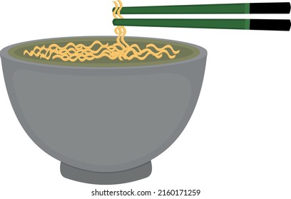 Vector illustration of ramen noodles with some chopsticks